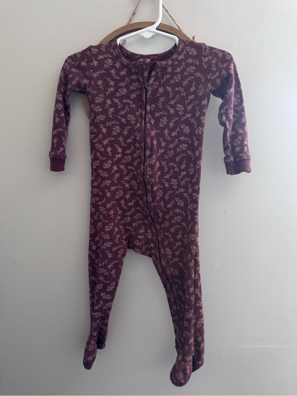 Colored organics Kids Footed One-Piece Pajamas in Maroon Floral